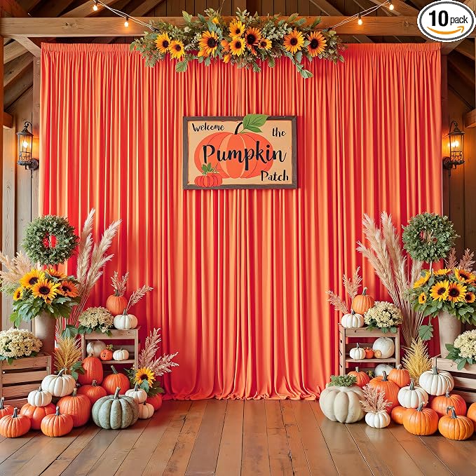 50ftx10ft Wrinkle Free Orange Backdrop Curtains by ENJOYYOURPARTY