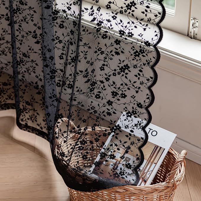 Anmao Vintage Lace Sheer Curtains 45 Inches Long - Image 8