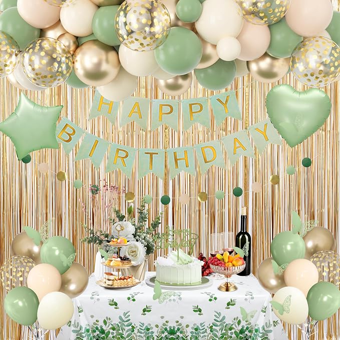 Amandir Sage Green Birthday Decorations - Image 7