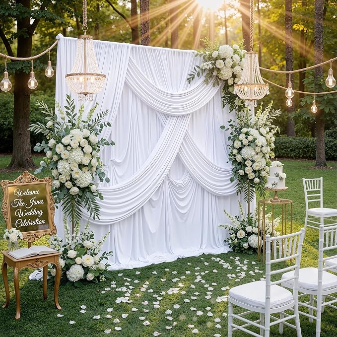 60ftx10ft Wrinkle Free White Backdrop Curtains - Image 7
