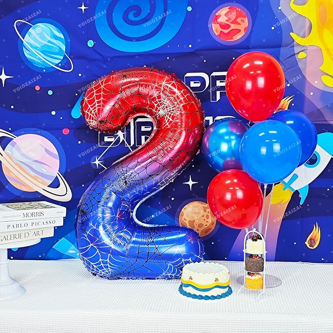 40 IN Red Blue Gradient Number 1 Balloon Large Digital 1 Foil Balloon | - Image 6