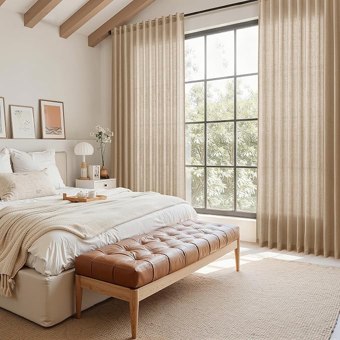 Sand Beige Linen Curtains 84 Inch Length - Image 8