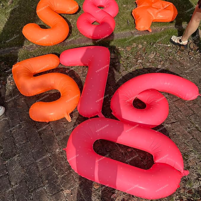 Orange Birthday Number 76 Balloon 40IN Fluorescent Orange 67 Balloon | - Image 6