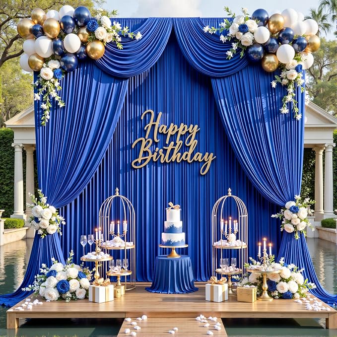 10ft×14ft Royal Blue Wrinkle Free Backdrop Curtain - Image 9