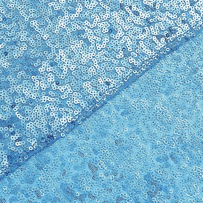 Sugargirl Blue Sequin Backdrop Curtain 10FTx10FT Glitter Blue Background Drapes - Image 9