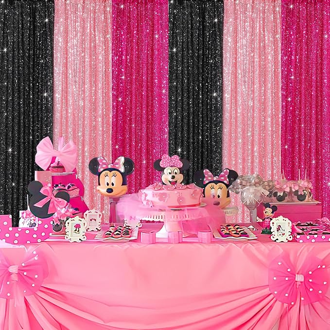Glitter Fuchsia Backdrop Curtains - Image 7