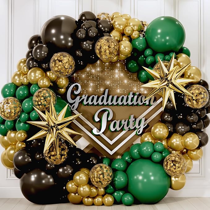 ALL-IN-1 Emerald Green Black Gold Balloons Arch Kit - Image 9