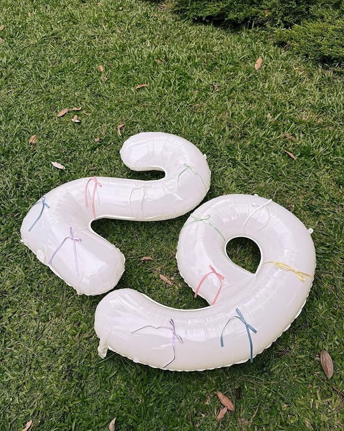 3 Balloon - White Birthday Number Balloons, 40 Inch Decorations Men Women | - Image 9