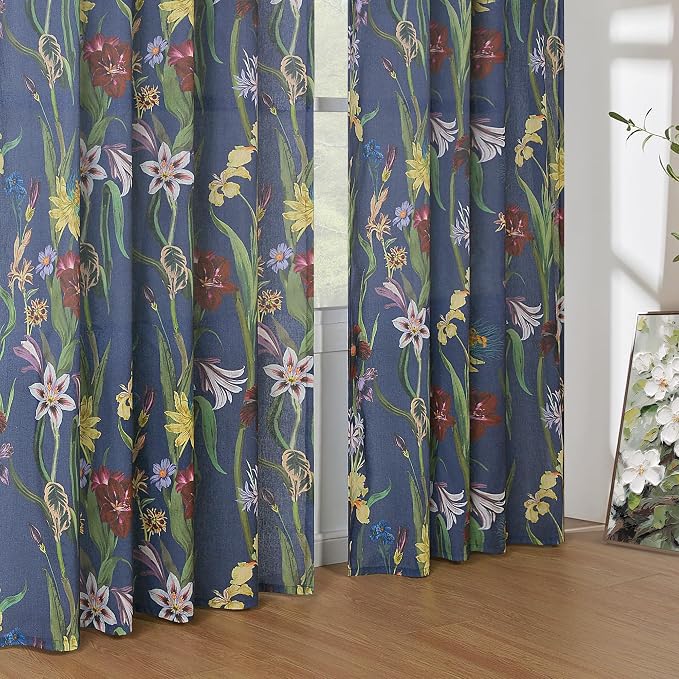 Schweek Navy Blue 84 Inches Length Boho Curtains 2 Panels - Image 8