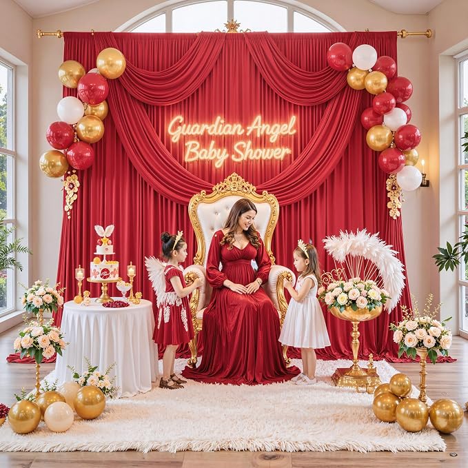 Outpain 20 ft x 8 ft Red Backdrop Curtain Panels, 4 Panels 5 ft x 8 ft Wrinkle - Image 8