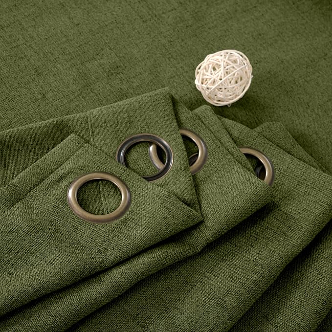 YoungsTex Olive Linen Curtains 48 Inch Length 2 Panels - Image 9