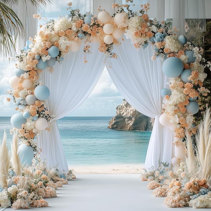 White Backdrop Curtain for Wedding Parties Backdrop Drapes 10x10FT | Wrinkle - Image 7