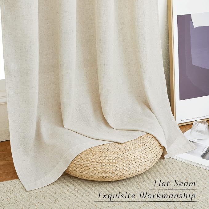 NICETOWN Textured Linen Sheer 108 inch Curtains, Grommet Privacy Translucent - Image 7