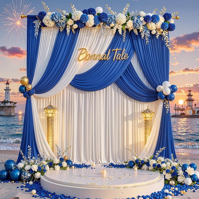 20ft x 10ft Wrinkle Free Royal Blue Backdrop Curtain - Image 8