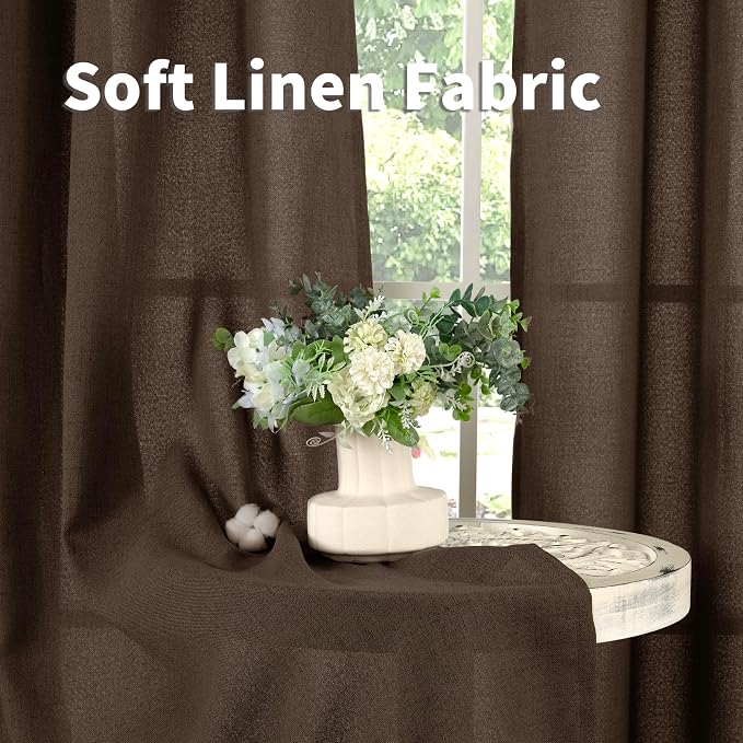 YoungsTex Brown Linen Curtains 48 Inch Length - Image 7