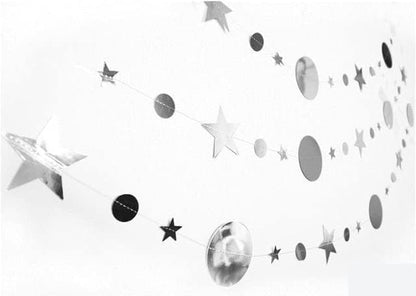 Silver Party Decoration Silver Star Circle Dot Hanging Garland Hanging Streamer - Image 6