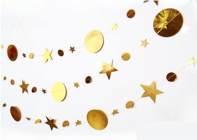 Gold Party Decoration Gold Star Circle Dot Hanging Garland Hanging Streamer - Image 6