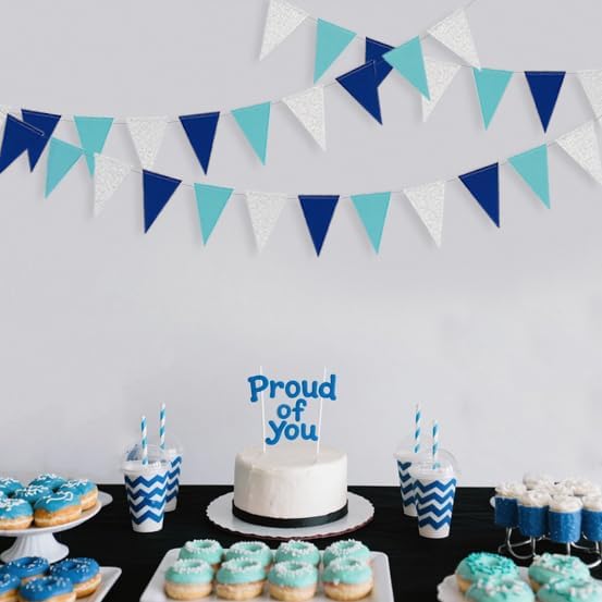 30 Ft Navy Silver Blue Party Decorations Pennant Banner Triangle Flag Royal - Image 3