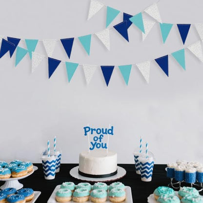 30 Ft Navy Silver Blue Party Decorations Pennant Banner Triangle Flag Royal - Image 3