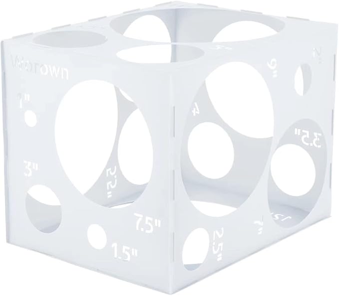 Worown Large Collapsible Balloon Sizer Box, 18 Holes White Plastic Cube by Worown
