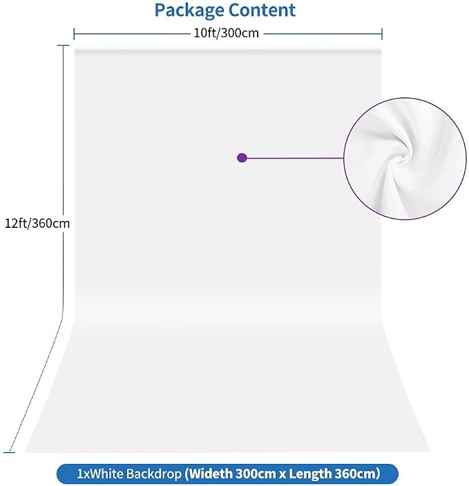 HEMMOTOP White Backdrop, 10x12 ft, Photography Background Screen | Polyester - Image 7