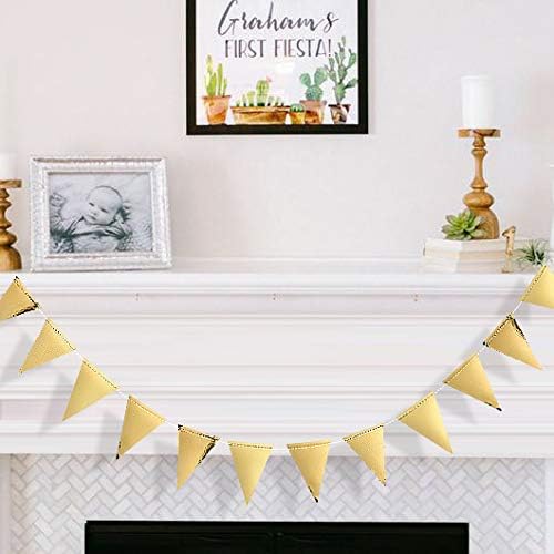 40Ft Gold Party Decoration Triangle Flag Banner Double Sided Metallic Paper - Image 4