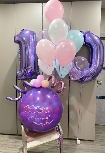 Purple Number 0 Balloon 40 inch, Balloon numbers party supplies, deco photo - Image 7