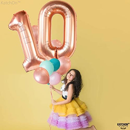 KatchOn Rose Gold 10 Balloon Number 40 Inch, 10th Birthday Decorations | Rose - Image 6