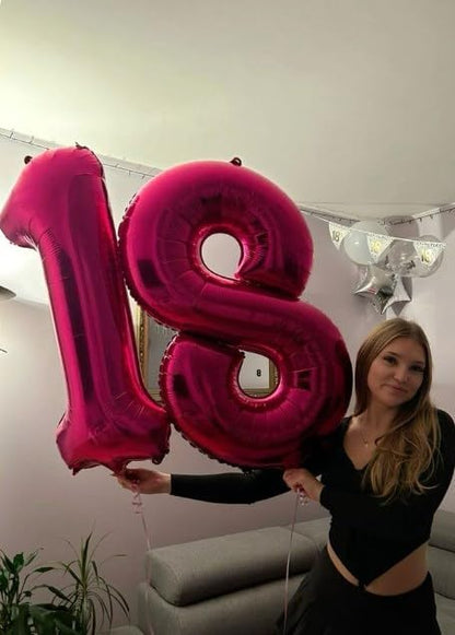 Hot Pink Number 8 Balloon 40 inch, Balloon numbers party supplies, deco photo - Image 6