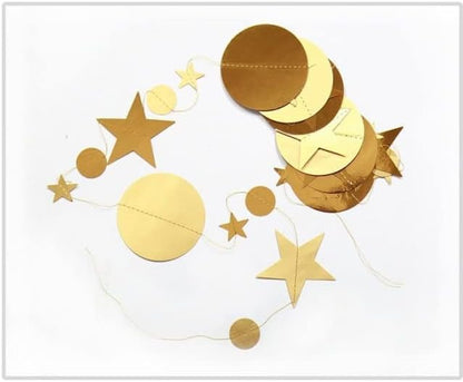 Gold Party Decoration Gold Star Circle Dot Hanging Garland Hanging Streamer - Image 5