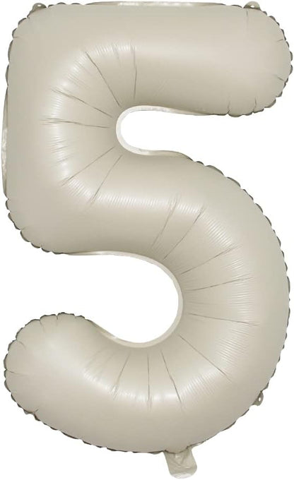 32 inch Cream Color Number Balloons 0-9 Large Digital Foil Helium Ball Girl by RUIANSI