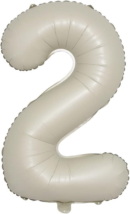 32 inch Cream Color Number Balloons 0-9 Large Digital Foil Helium Ball Girl by RUIANSI