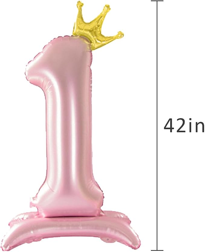 42 Inch Crown Pink Number Balloon, Number 7 Balloon - Image 5