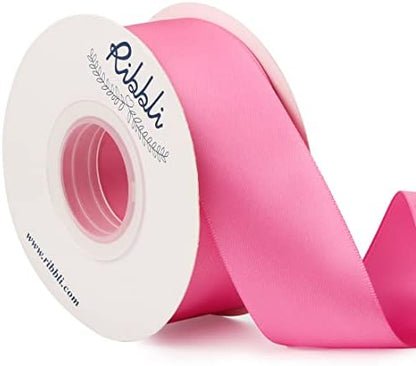 Ribbli Hot Pink Double Faced Satin Ribbon, 1-1/2” x Continuous 25 Yards by Ribbli