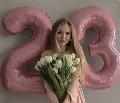 Pearl Pink Number 2 Balloon 40 inch, Balloon numbers party supplies, deco photo - Image 4