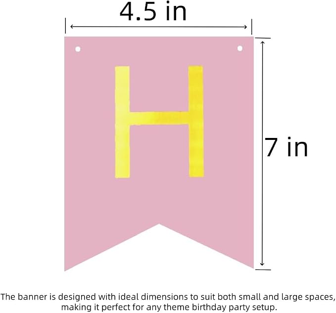 Happy Birthday Banner Birthday Party Supplies Garland Decorations Pink White - Image 2