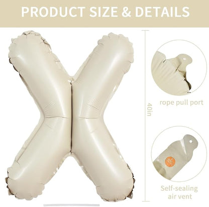 TONIFUL 40 Inch Large Cream White Letter X Balloons Giant Alphabet Letter - Image 2