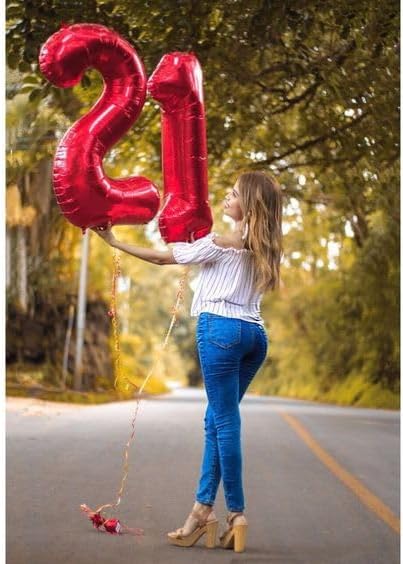 Red Number 21 Balloon 40 Inch - Image 2