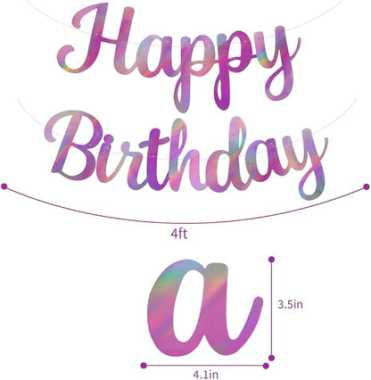 BEISHIDA Double-Sided Rainbow Purple Happy Birthday Banner - Image 3