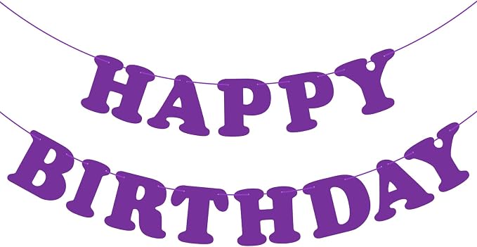 Purple Happy Birthday Banner Sign Birthday Backdrop Party Supplies by Adecortalk