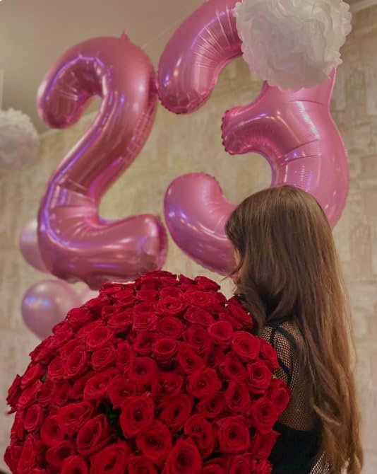 Pink Number 6 Balloon 40 inch, Balloon numbers party supplies, deco photo shoot - Image 6