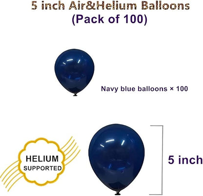 Navy Blue Balloons, 5 inch 100pcs Mini Dark Blue Latex Balloons - Image 2