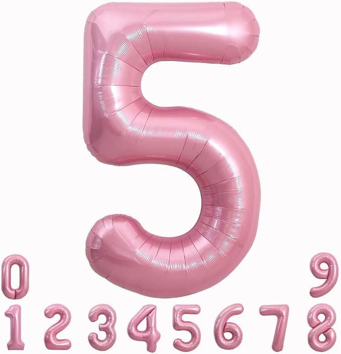 TONIFUL 40 Inch Pink Number 5 Balloons Large Foil 5th Birthday Decorations | by TONIFUL