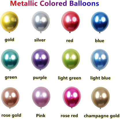 300 Pack Metallic Balloons 12 Inch Chrome Shiny Assorted Colors Latex Rainbow - Image 2