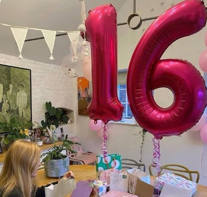 Hot Pink Number 5 Balloon 40 inch, Balloon numbers party supplies, deco photo - Image 6
