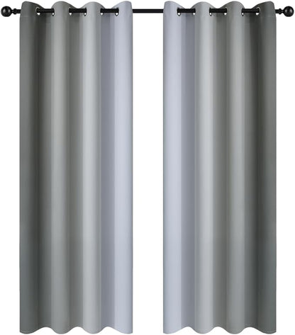 Yakamok Gray and Greyish White Thermal Insulated Grommet Light Blocking Window by Yakamok