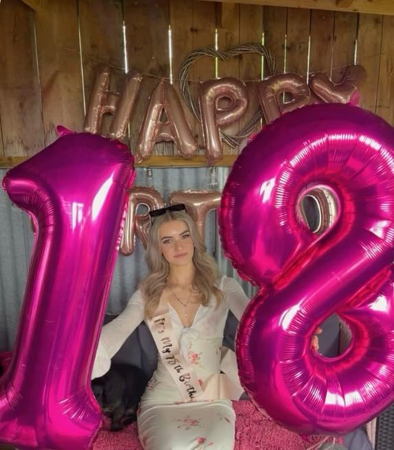 Hot Pink Number 5 Balloon 40 inch, Balloon numbers party supplies, deco photo - Image 7