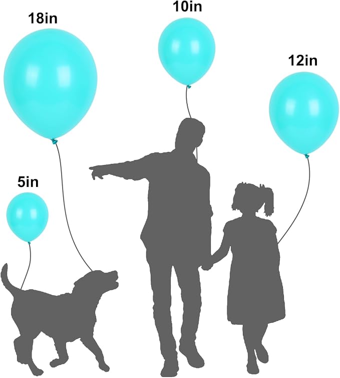 APLANET 150pcs Teal Blue Balloons Different Sizes 18 12 10 5 Inch Latex - Image 3