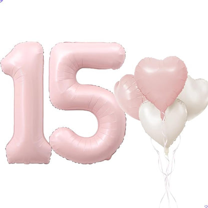 Pink 15 Balloon Number Pastel Pink 15th Birthday Party Decorations by Unknown