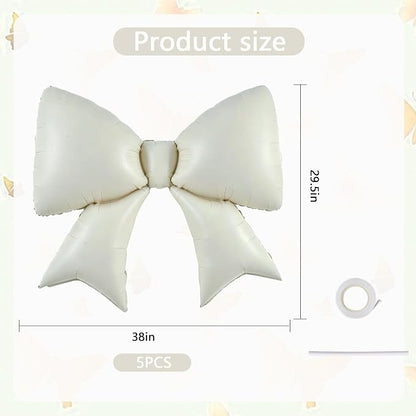 Vuzvuv 5Pcs 38 Inch Giant White Bow Balloon - Image 2